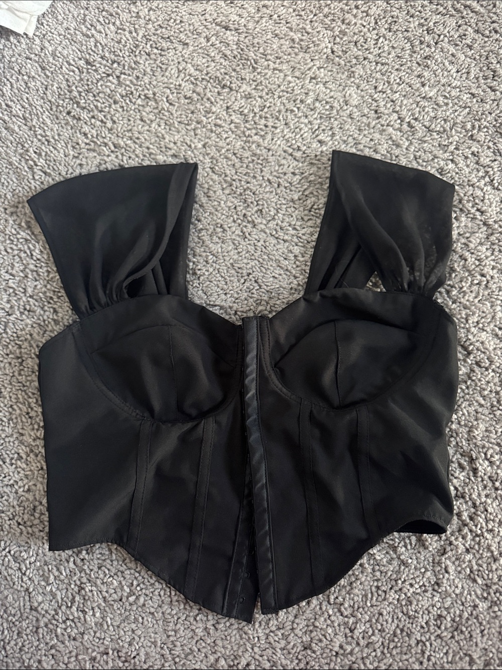 Black Satin Bustier Corset Top